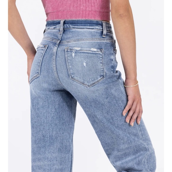 The Piper by Loverlet Super High Rise Tummy Control Cropped Wide Leg Jeans 16W - Picture 4 of 7